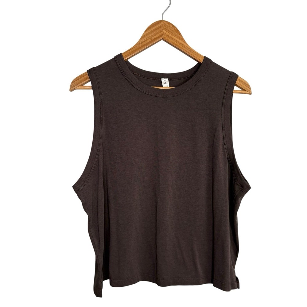 Lululemon Womens Cropped Tank Top 14 Espresso Brown Crewneck Athletic Workout